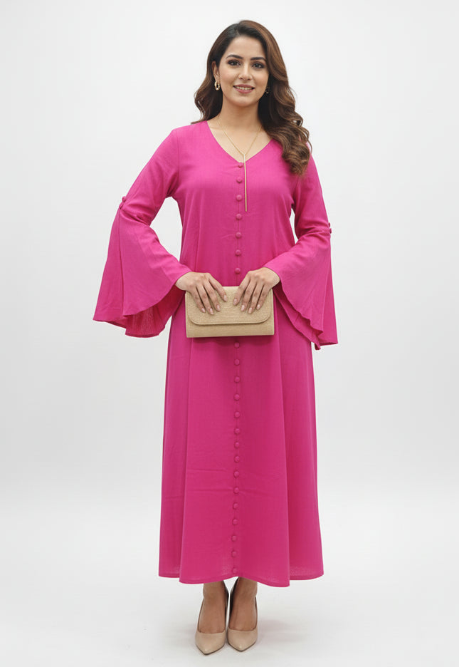 Bell Whisper Cotton A-Line Pink Maxi Dress