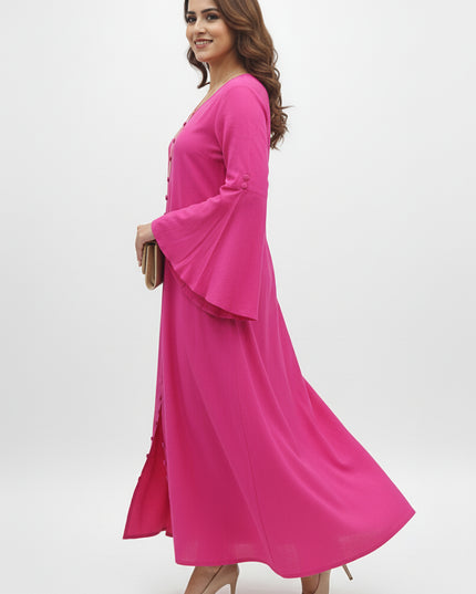 Bell Whisper Cotton A-Line Pink Maxi Dress