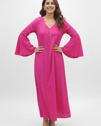 Bell Whisper Cotton A-Line Pink Maxi Dress
