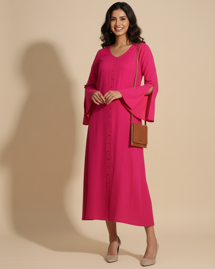 Bell Whisper Cotton A-Line Pink Maxi Dress