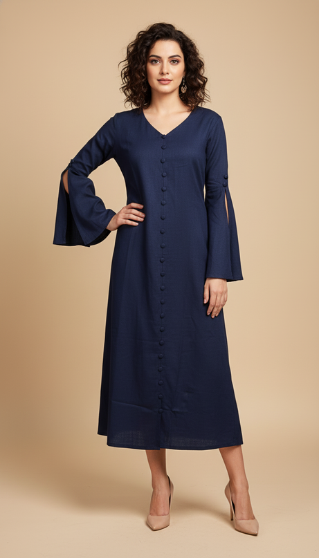 Bell Whisper Cotton Marine Blue Maxi Dress