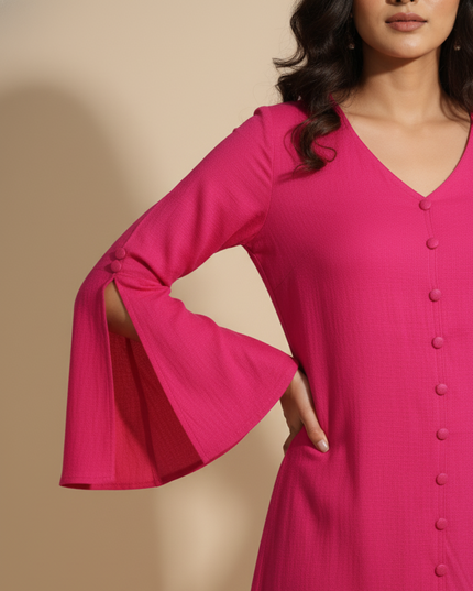 Bell Whisper Cotton A-Line Pink Maxi Dress