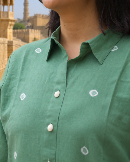Bandhani Bliss Dusty Sage Cotton Top