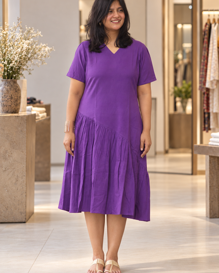Orchid Sway Cotton Pleated Midi Dress