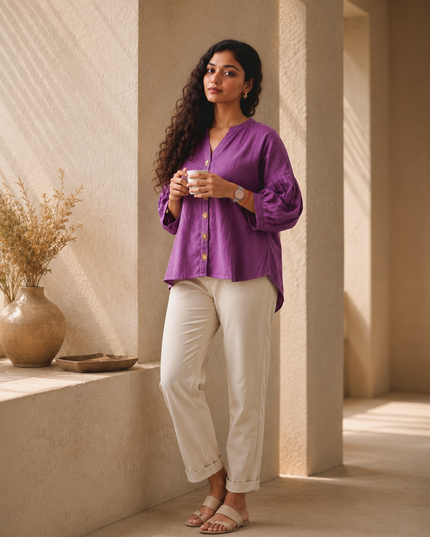 Lavender Sun Blouse Cotton Shirt