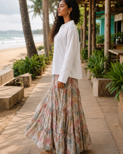 Whisper White Crochet Yoke Cotton Shirt