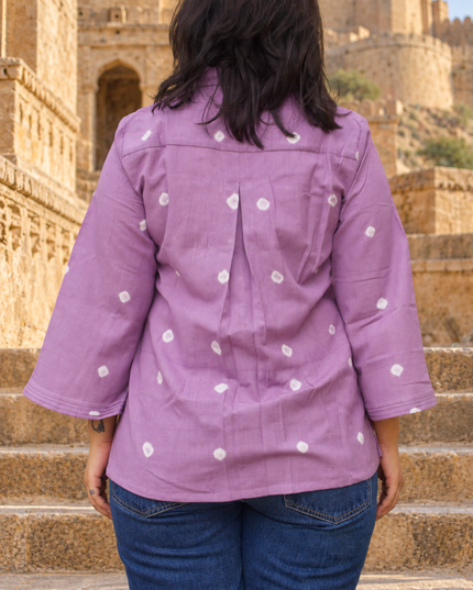 Bandhani Bliss Lilac Cotton Top