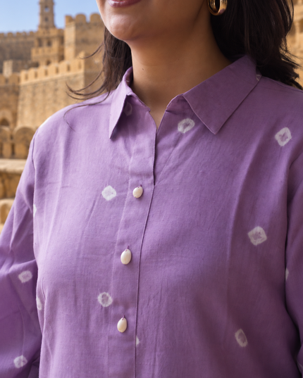 Bandhani Bliss Lilac Cotton Top