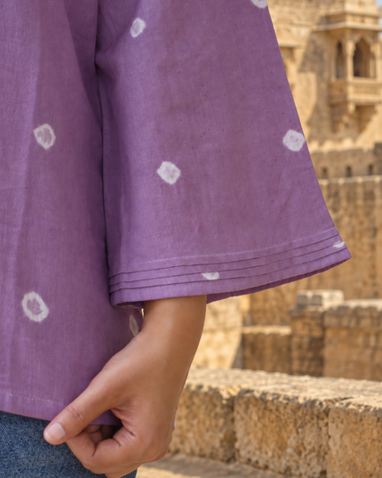 Bandhani Bliss Lilac Cotton Top