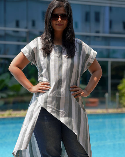 Fluted Tales Rolex Cotton Grey-Green Top