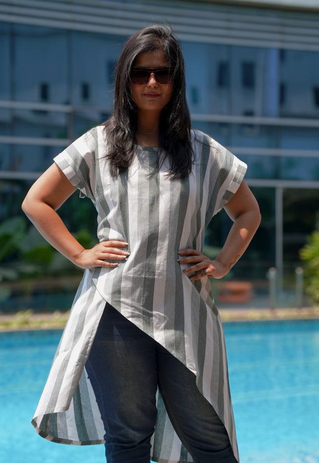 Fluted Tales Rolex Cotton Grey-Green Top