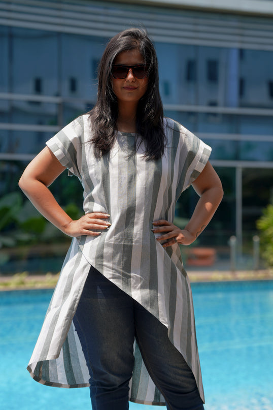 Fluted Tales Rolex Cotton Grey-Green Top