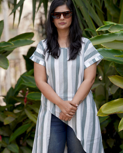Fluted Tales Rolex Cotton Grey-Green Top