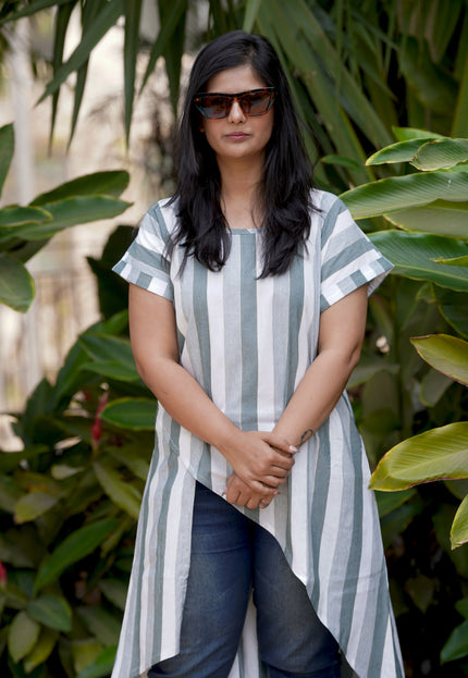Fluted Tales Rolex Cotton Grey-Green Top