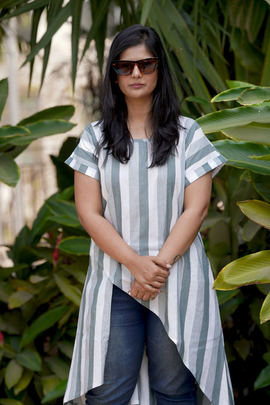 Fluted Tales Rolex Cotton Grey-Green Top