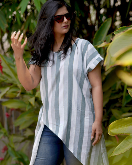 Fluted Tales Rolex Cotton Grey-Green Top