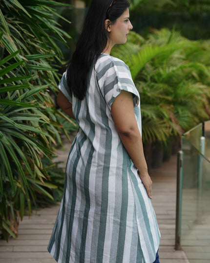 Fluted Tales Rolex Cotton Grey-Green Top