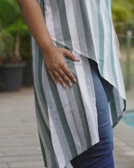 Fluted Tales Rolex Cotton Grey-Green Top