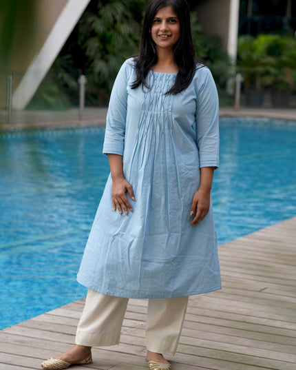 Thread Tales Kantha Cotton Blue Kurti