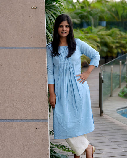 Thread Tales Kantha Cotton Blue Kurti