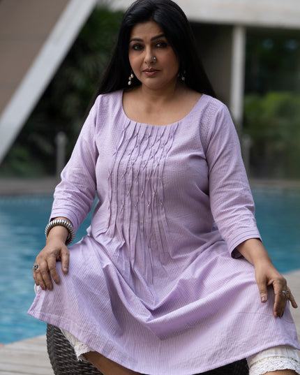 Thread Tales Kantha Cotton Lilac Kurti