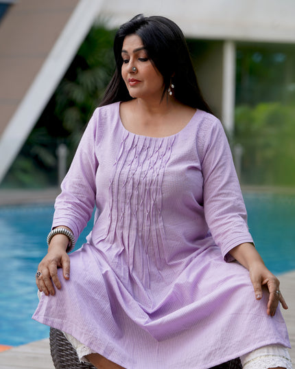 Thread Tales Kantha Cotton Lilac Kurti