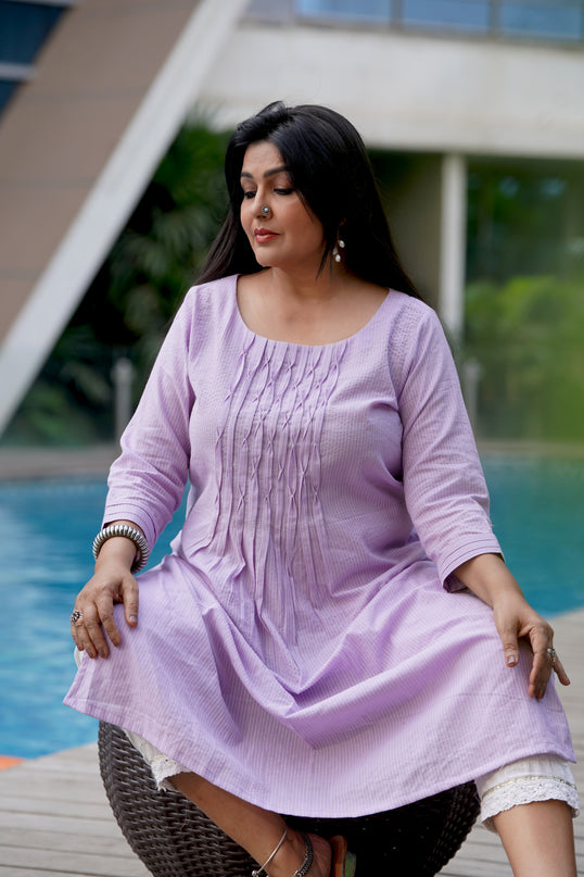 Thread Tales Kantha Cotton Lilac Kurti