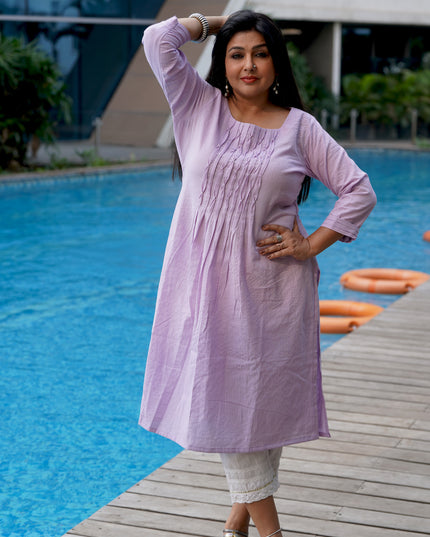 Thread Tales Kantha Cotton Lilac Kurti