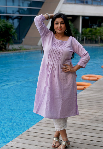Thread Tales Kantha Cotton Lilac Kurti