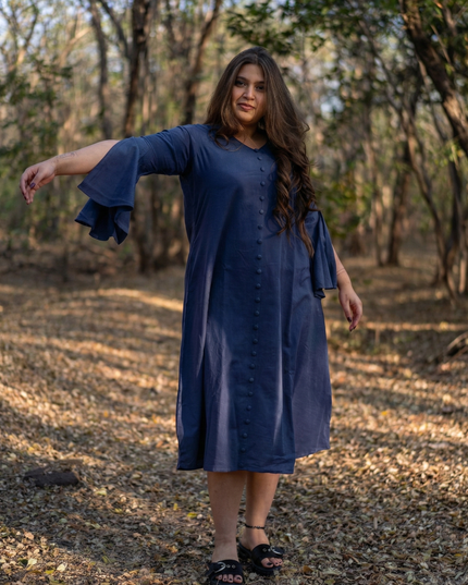 Bell Whisper Cotton Marine Blue Midi Dress