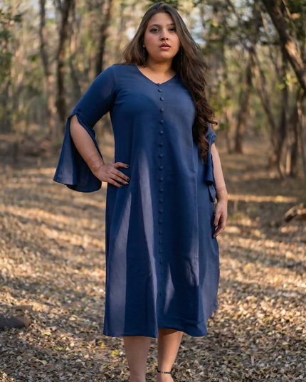 Bell Whisper Cotton Marine Blue Midi Dress