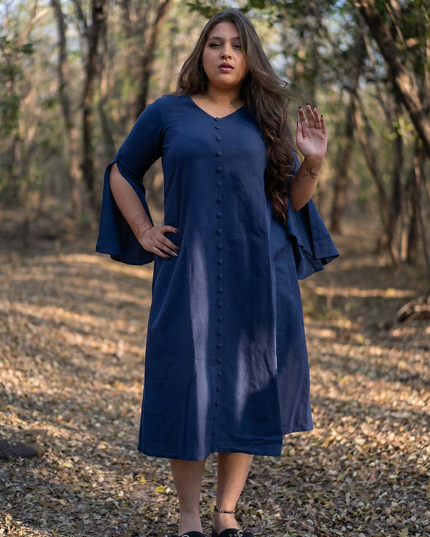 Bell Whisper Cotton Marine Blue Midi Dress