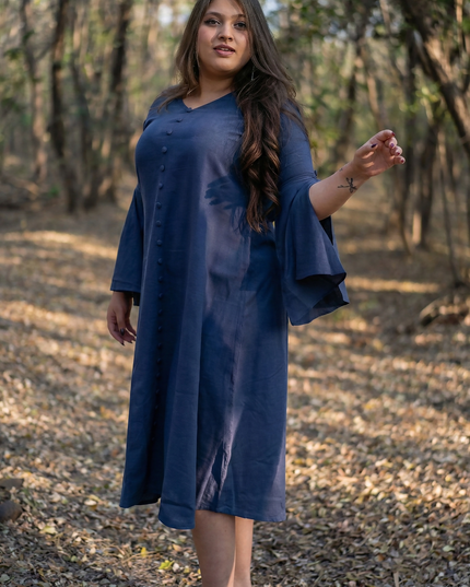 Bell Whisper Cotton Marine Blue Midi Dress