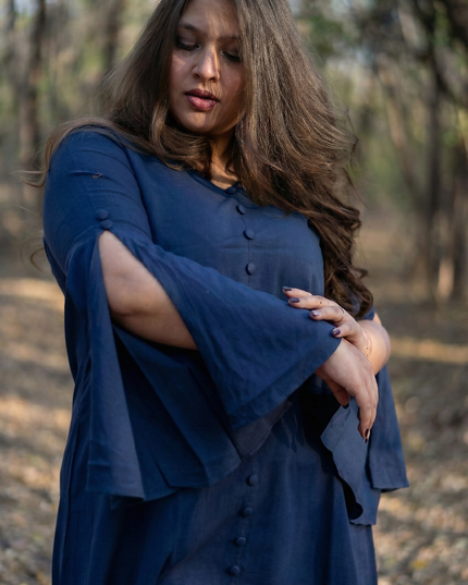 Bell Whisper Cotton Marine Blue Midi Dress