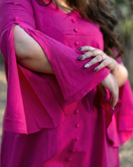 Bell Whisper Cotton A-Line Pink Midi Dress