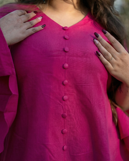 Bell Whisper Cotton A-Line Pink Midi Dress