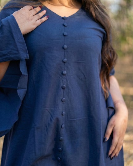 Bell Whisper Cotton Marine Blue Midi Dress