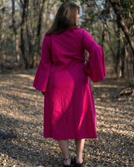 Bell Whisper Cotton A-Line Pink Midi Dress