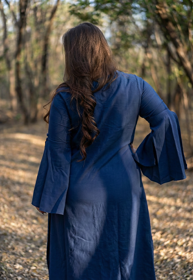 Bell Whisper Cotton Marine Blue Midi Dress