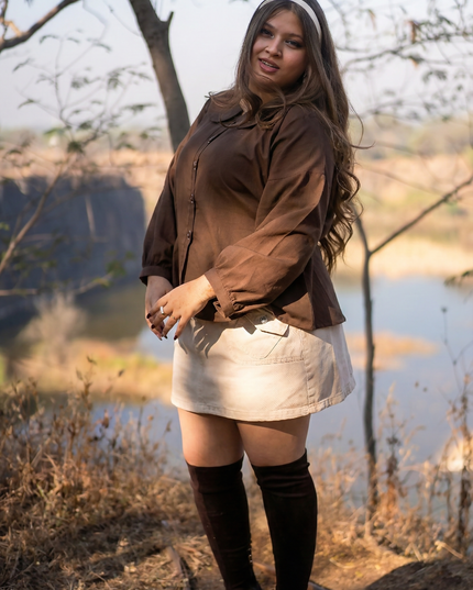 Cozy-Chic Button-Down Peter Pan Collar Cotton Top