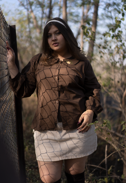 Cozy-Chic Button-Down Peter Pan Collar Cotton Top