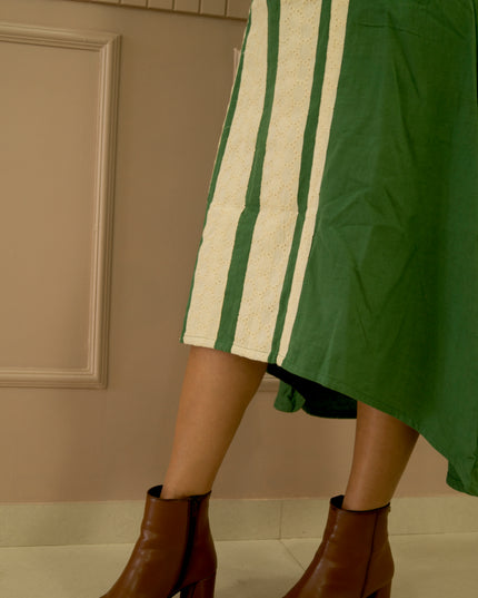 Indie Sway Sleeveless Up-Down Khadi Cotton Green Dress