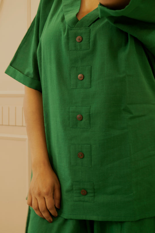 Sassy Co-ord Slub Cotton Green Co-ord Set