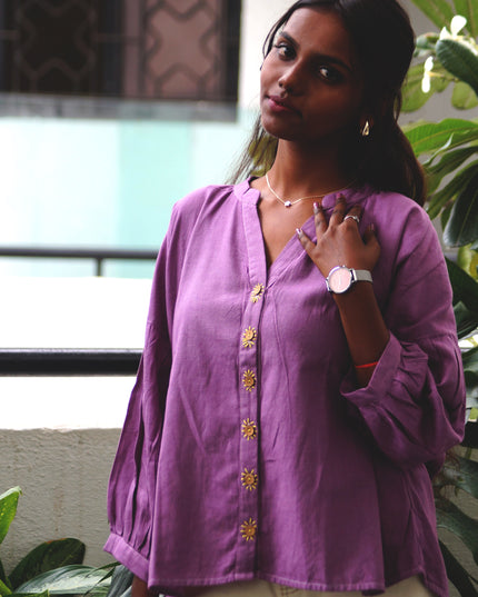 Lavender Sun Blouse Cotton Shirt