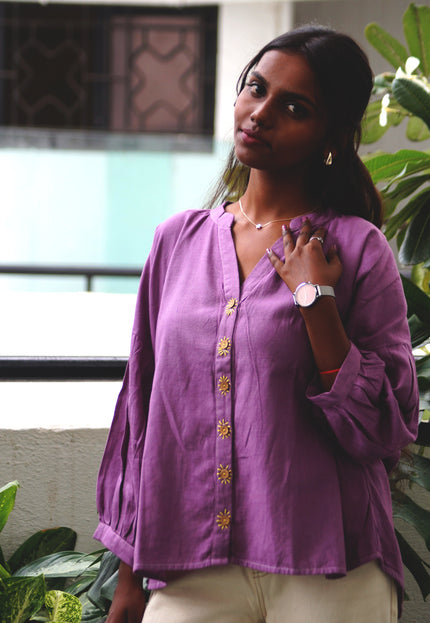 Lavender Sun Blouse Cotton Shirt