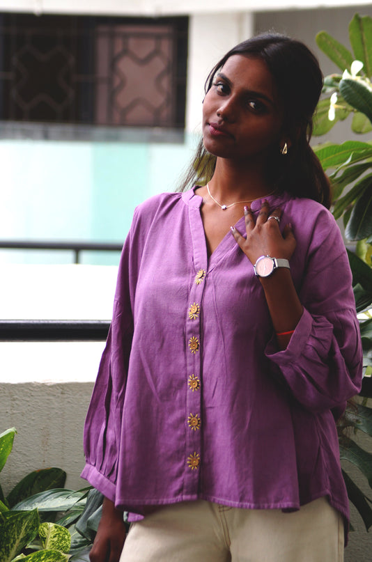 Lavender Sun Blouse Cotton Shirt
