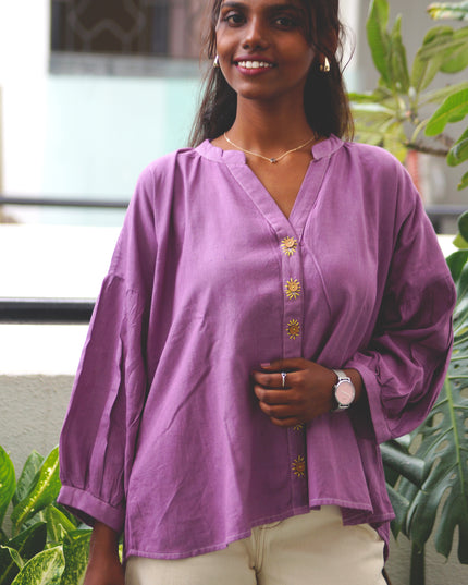Lavender Sun Blouse Cotton Shirt