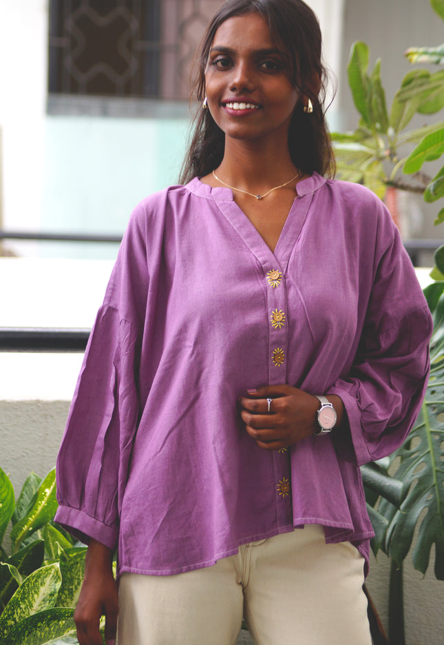 Lavender Sun Blouse Cotton Shirt