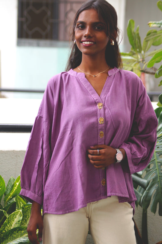 Lavender Sun Blouse Cotton Shirt