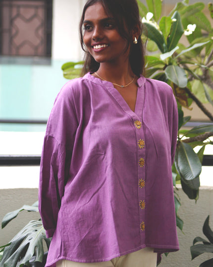 Lavender Sun Blouse Cotton Shirt